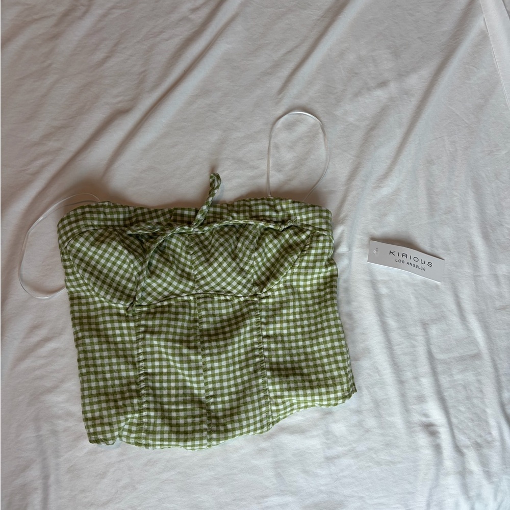 iris Green Gingham Tank Top